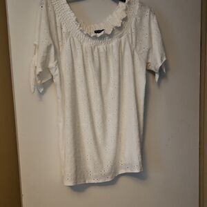 New Directions White Eyelet Blouse